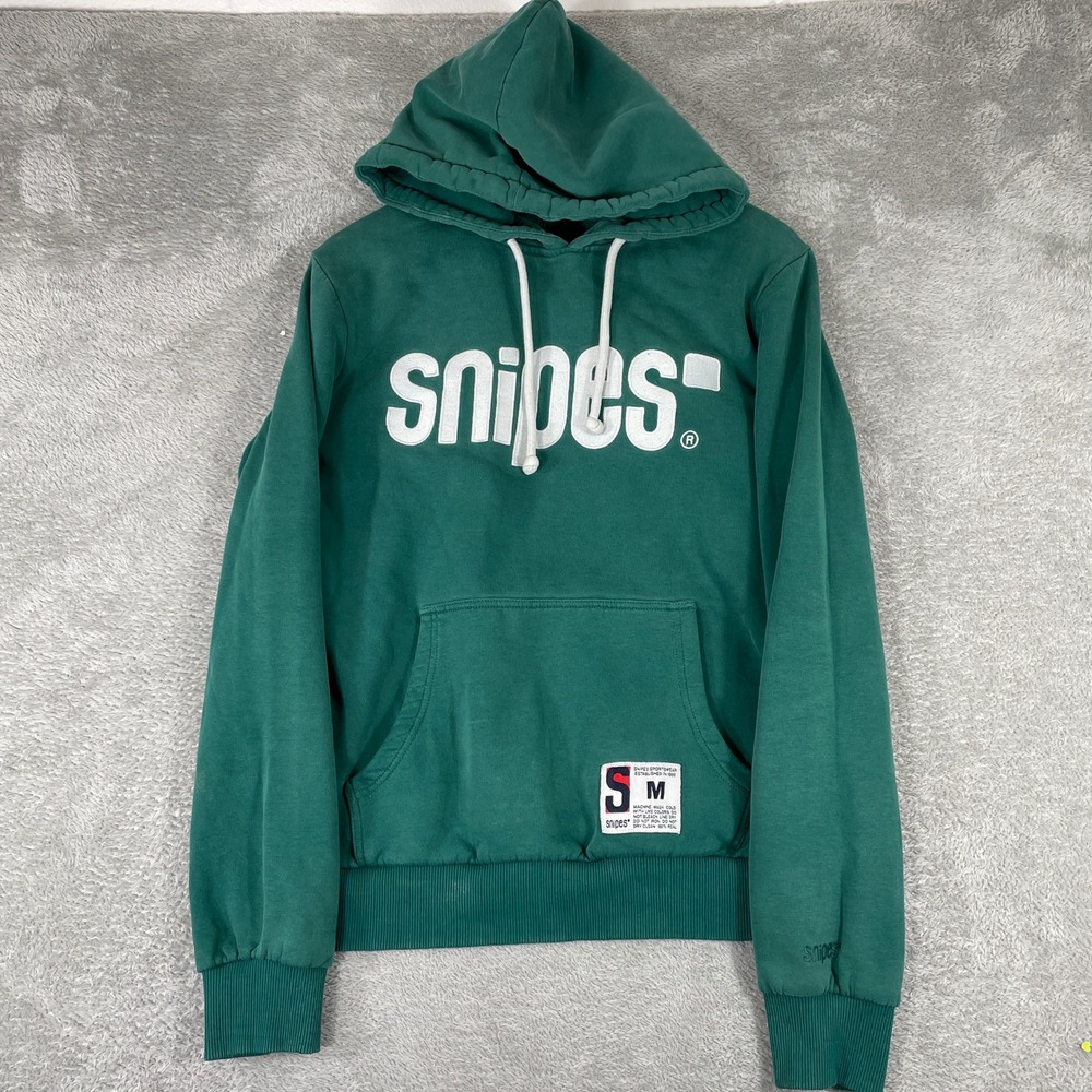 Snipes‎ Hoodie Mens Medium Green Pullover Sweatshirt Streetwear Skate Y2K